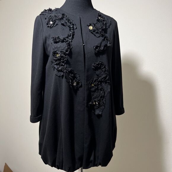 Embellished Cardigan Lace Lined Ruffle Crystal Beads Whimsigoth Fairy KOREA - Picture 1 of 14